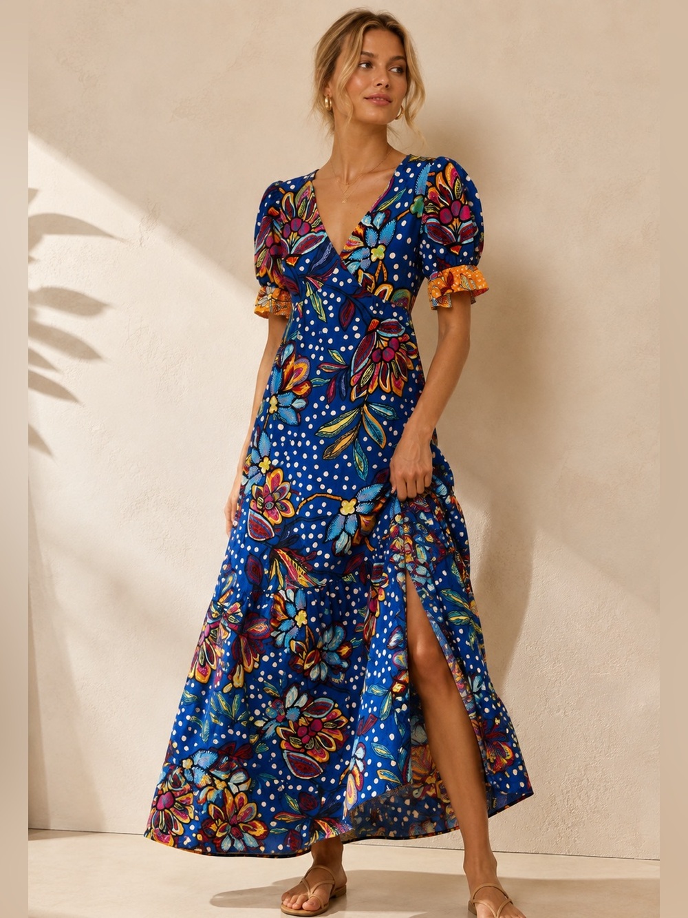 Tabitha Navy Floral Maxi Dress with Multicolor Blooms